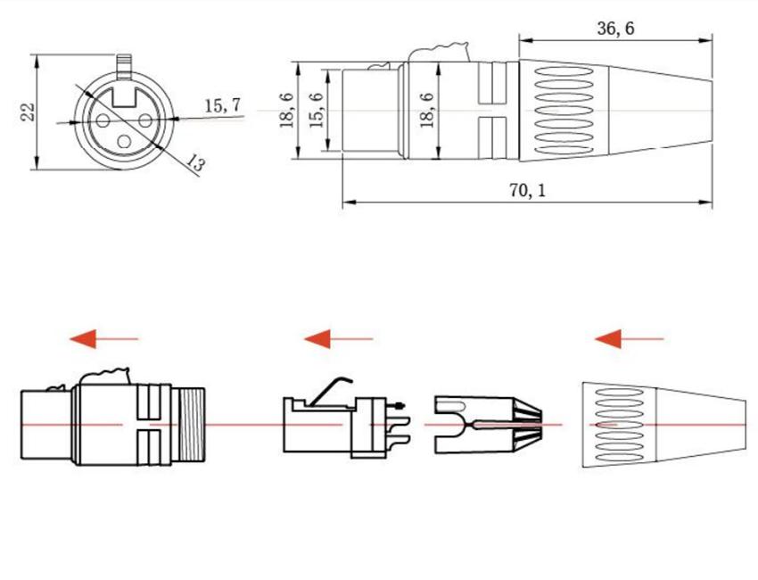 3 Pin Female Male XLR Plugs  (4)